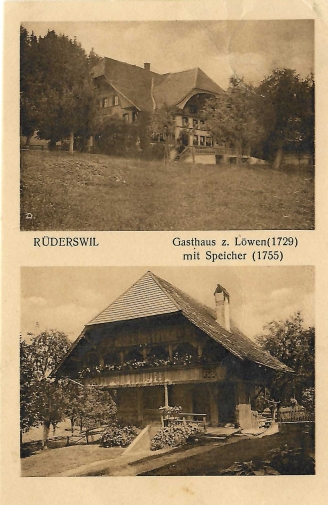 <p>Zum Löwen Gasthaus + Spicher , Ansichtskarte Top Zustand</p>
<p> </p>